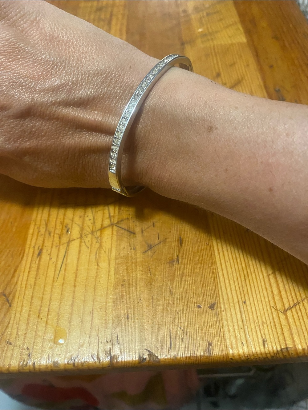 Silver Crystal Accent Bangle Bracelet - Swarovski Women Jewelry